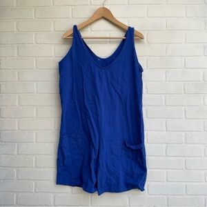 Sunbelt Blue Swim Coverup V-Neck Romper